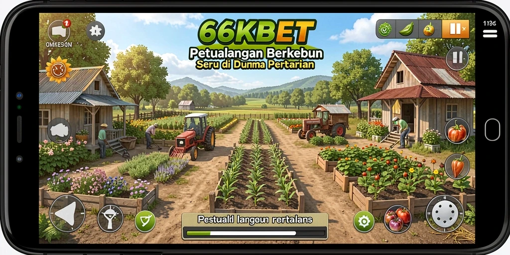 Tangkapan layar utama menampilkan pengalaman gameplay berkebun yang seru dan interaktif.