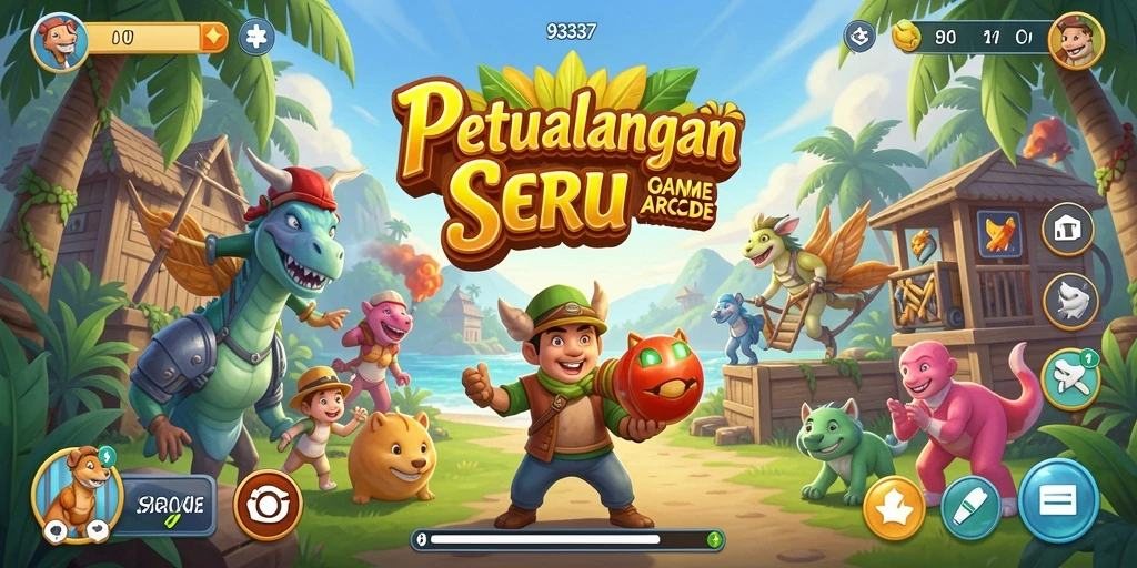Screenshot gameplay Arcade 93337 menampilkan aksi karakter yang dinamis.