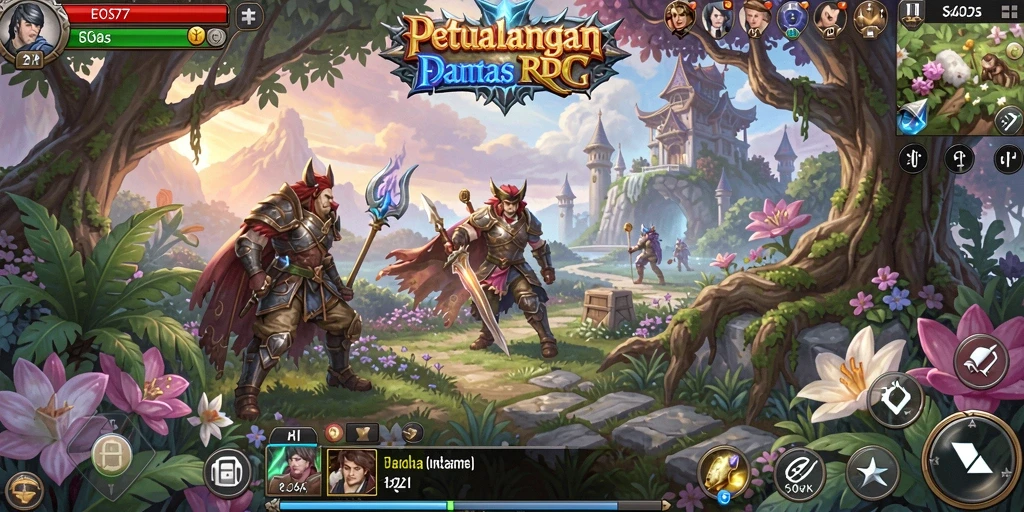 Tampilan gameplay yang memukau dalam dunia RPG EOS77.