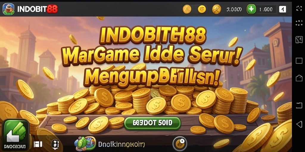 Tampilan menarik gameplay <strong>INDOBIT88</strong> dengan koin yang terus mengalir.