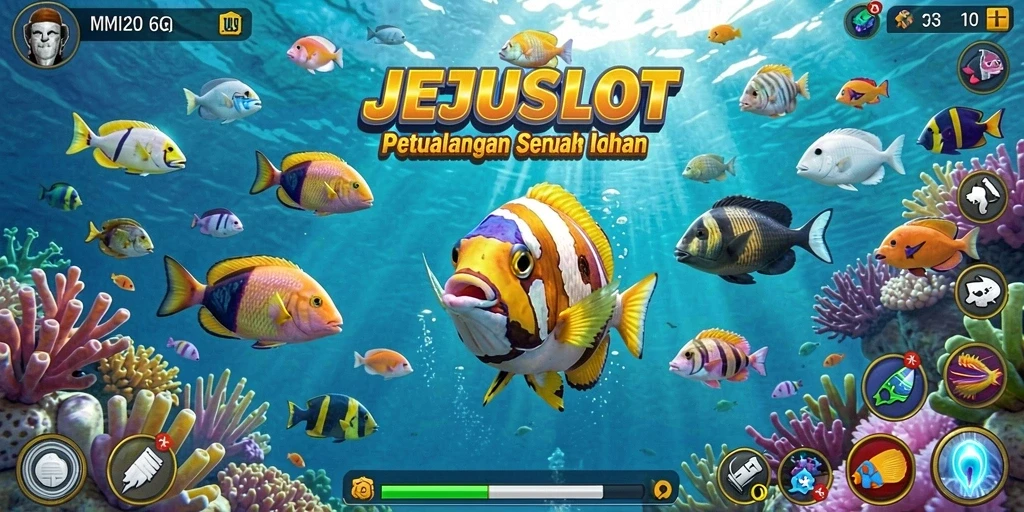 Tangkapan layar gameplay seru dalam JEJUSLOT Tembak Ikan.