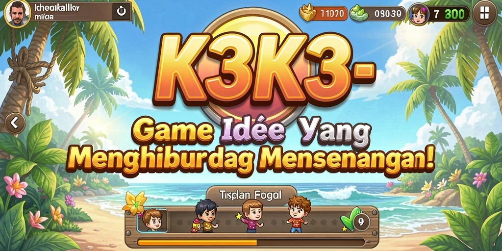 Screenshot gameplay K3K3 yang menampilkan karakter dan kemajuan.