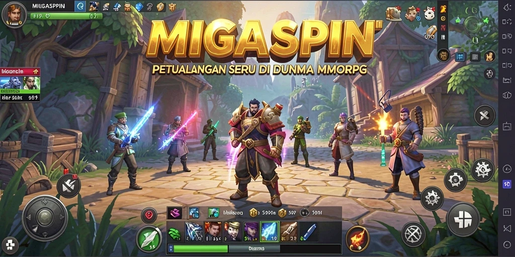 Tangkapan layar menampilkan aksi seru dalam MIGASPIN dengan gameplay MMORPG yang menantang.