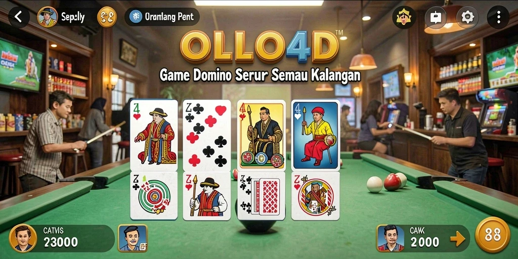 Tampilan screenshot utama OLLO4D menampilkan gameplay seru Domino.