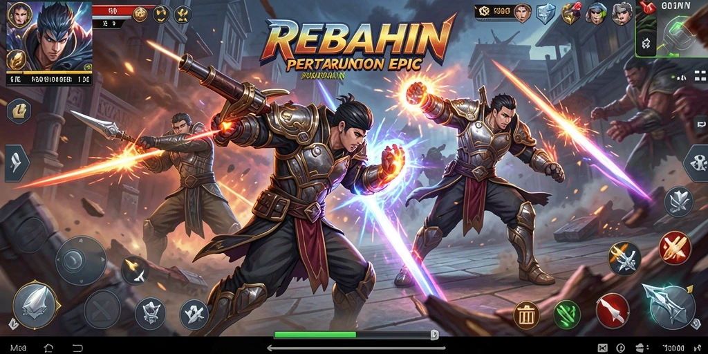 Gameplay pertarungan yang mendebarkan di REBAHIN.