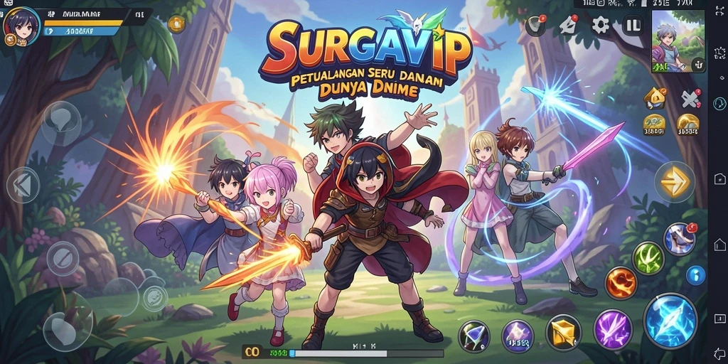 Tampilan gameplay seru SURGAVIP dengan karakter Anime yang menawan.