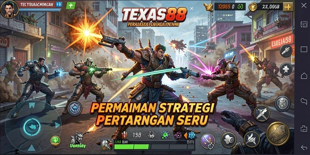 Gameplay seru TEXAS88 dengan aksi pertempuran yang intens.