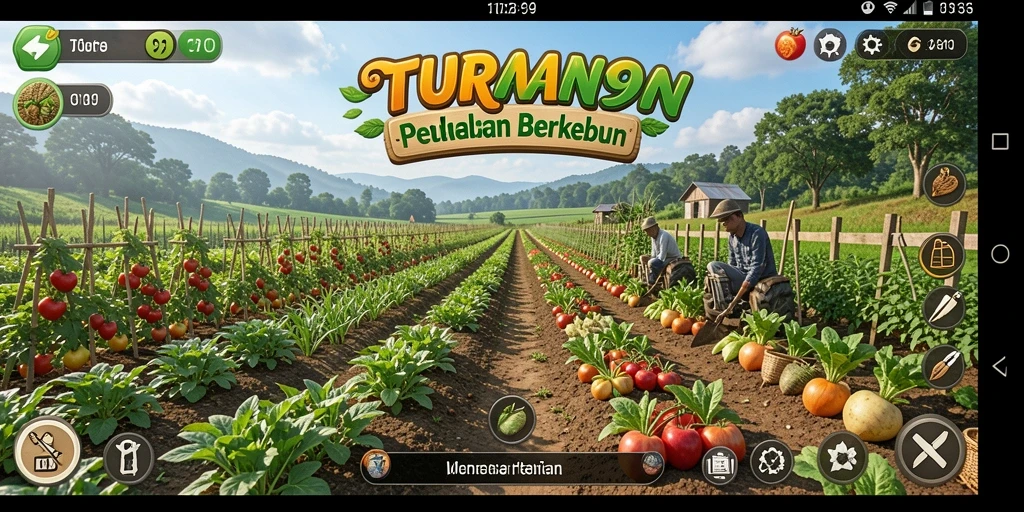Tangkapan layar dari gameplay TURU99 yang menampilkan aktivitas bertani yang seru.